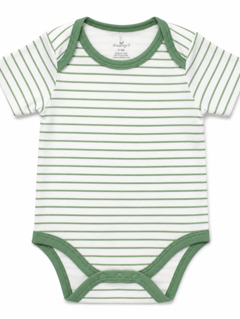 Green Striped Cotton Baby Bodysuit